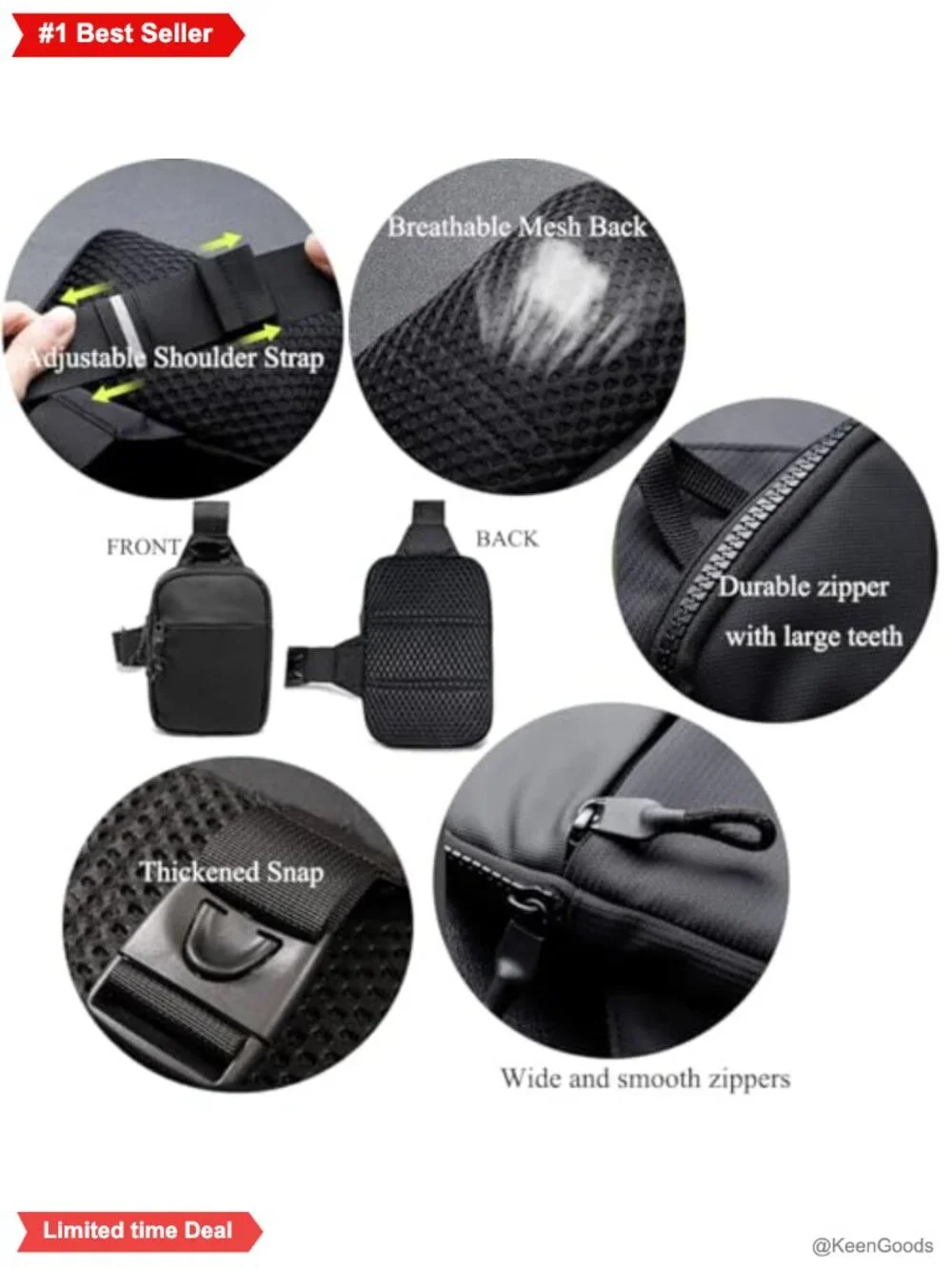 Mini Sling Bag Crossbody Waterproof Lightweight Phone Chest Daypack